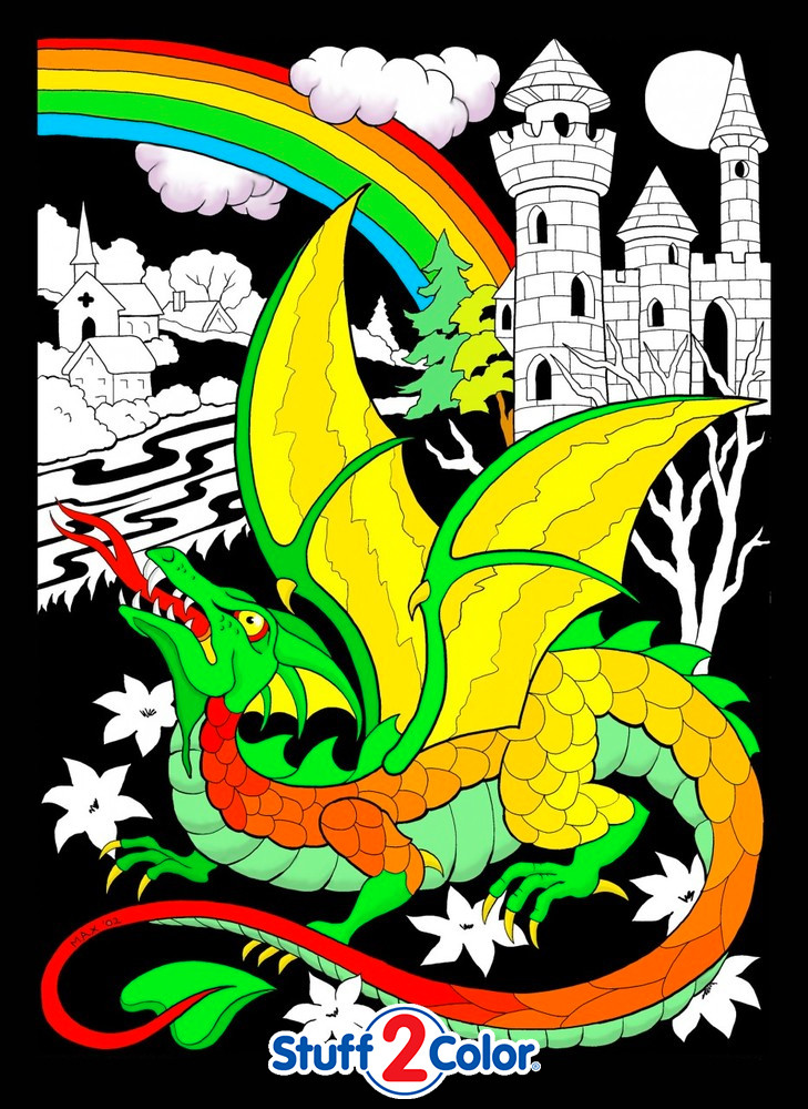 Dragon Castle Fuzzy Coloring Poster For Kids And Adults Stuff2color Dragon Castle Fuzzy Coloring Poster For Kids And Adults Stuff2color