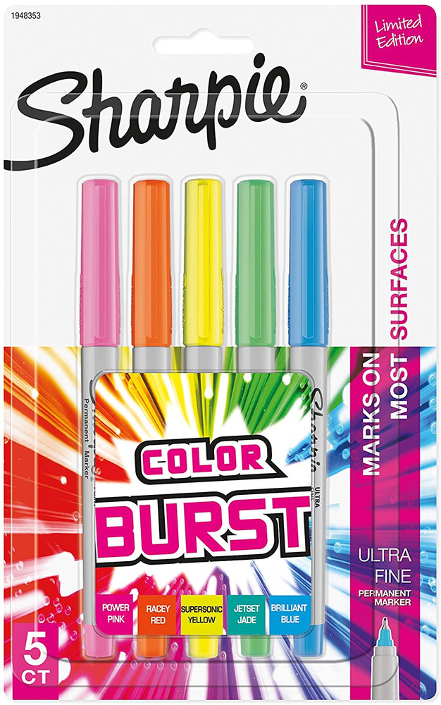 Sharpie Ultra Fine Color Burst Markers 5 Pack Limited Edition Stuff2Color