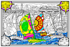 Sailing - Giant Coloring Poster