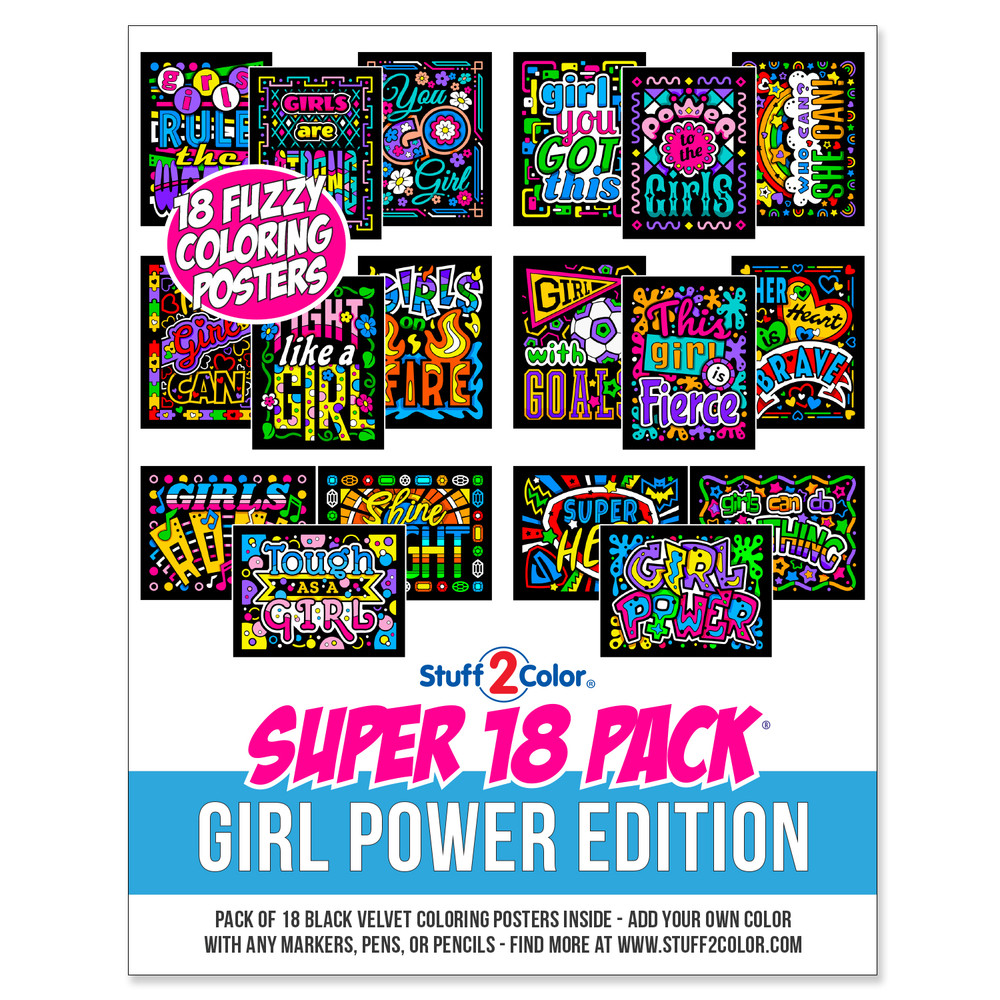 Girl Power Fuzzy Velvet Coloring Posters – Super 18 Pack