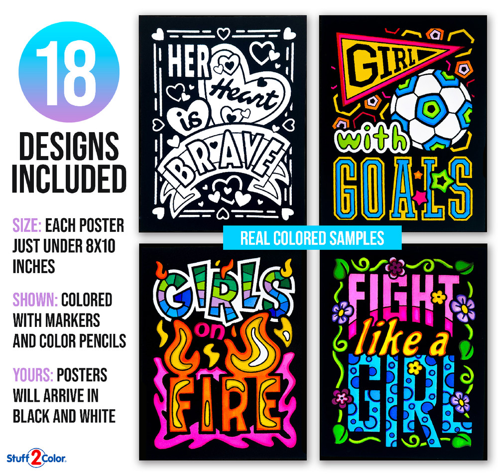 Girl Power Fuzzy Velvet Coloring Posters – Super 18 Pack