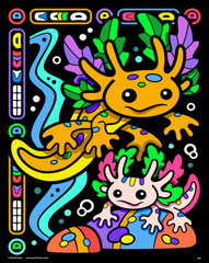 Fun and Fuzzy Velvet Coloring Poster: Axolotl Design for Kids and Adults