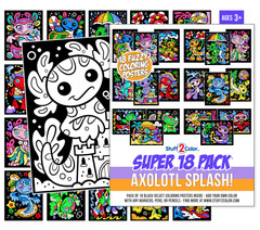 Super 18 Pack of Fuzzy Velvet Coloring Posters (Axolotl Splash! Edition)