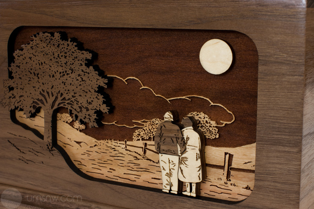 3-Dimensional Inlay Art Wood Cremation Urns Photo Gallery 