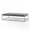 Oxford Tufted Black Leather Ottoman Coffee Table | Zin Home