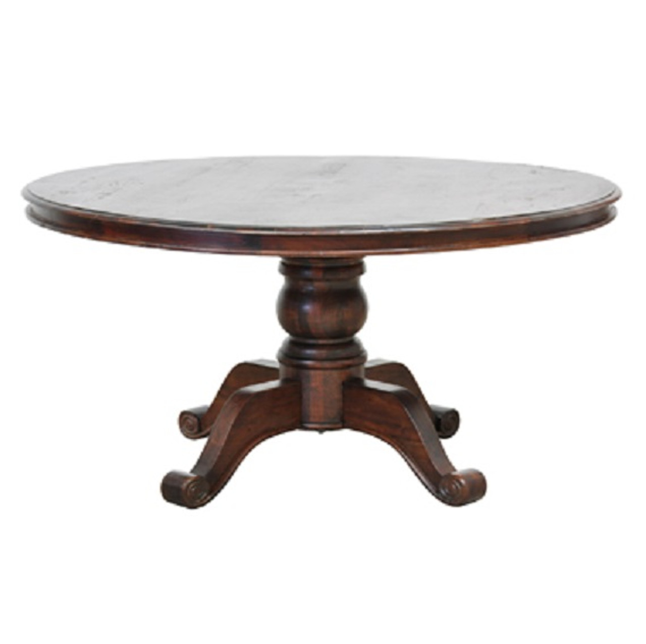 Hampton 60" Round Pedestal Wood Dining Table in Brown ...