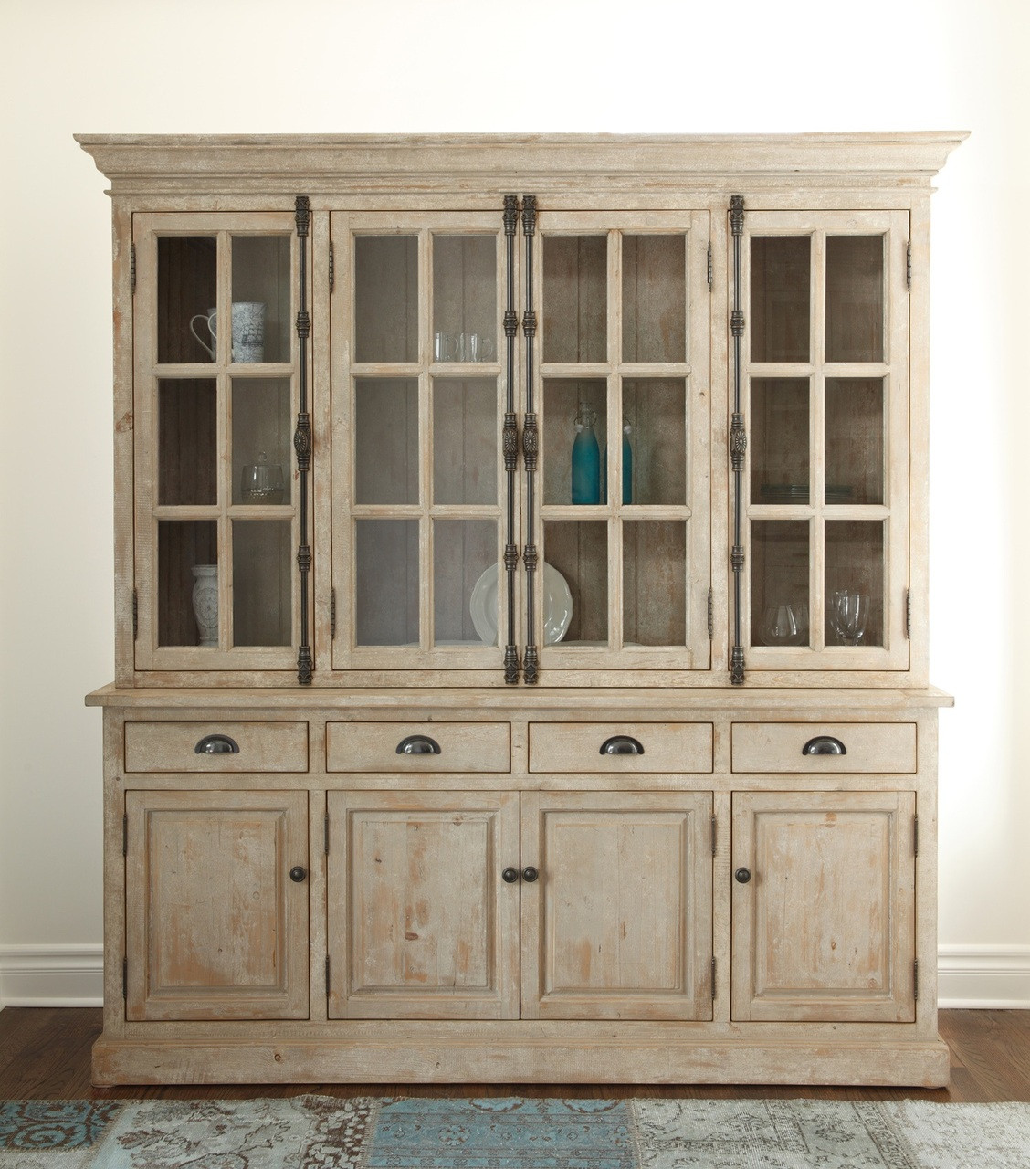 Chateau Reclaimed Wood Hutch Cabinet- Antique White | Zin Home