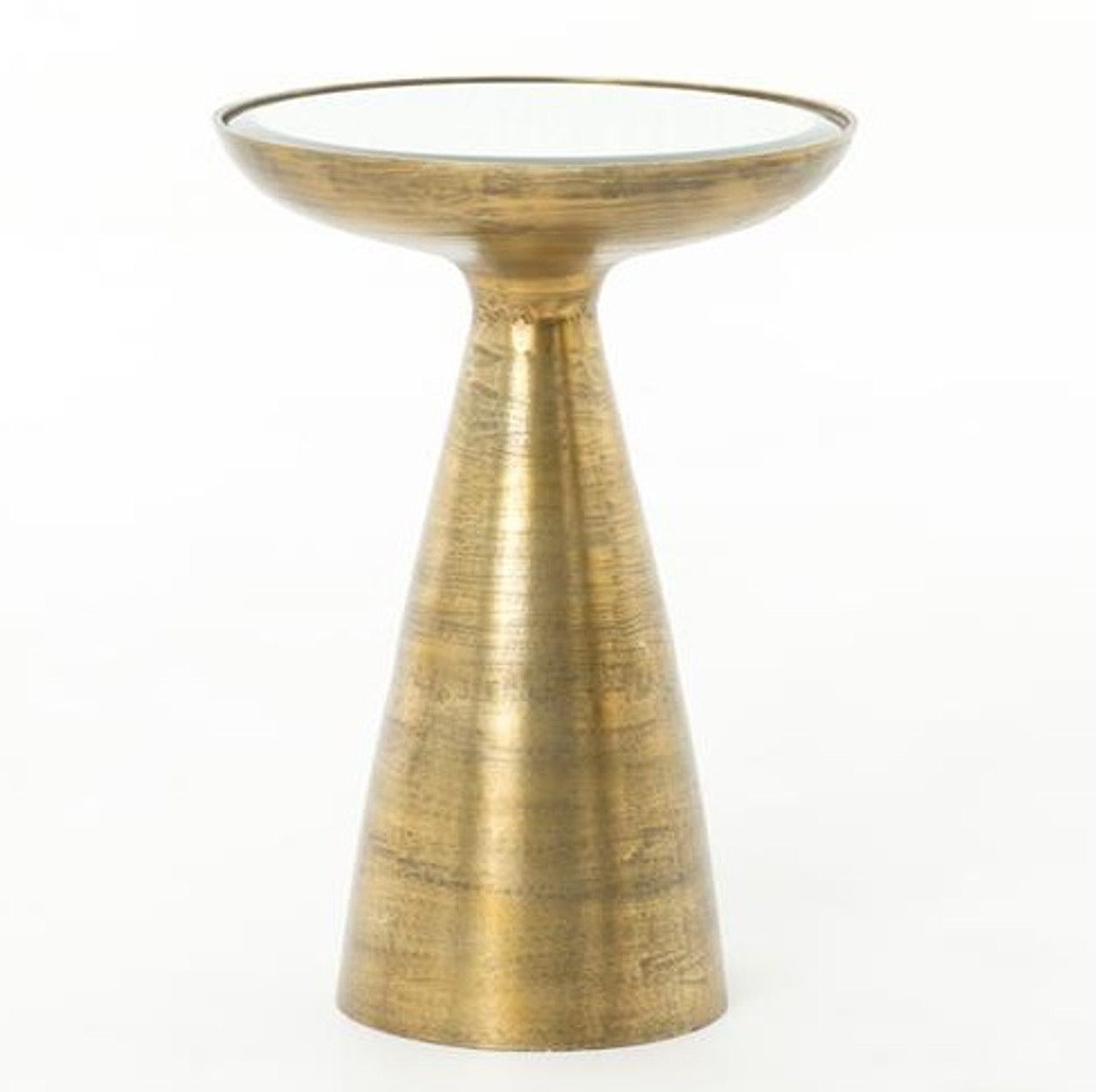 Mod Brass Pedestal Side Table with Mirrored Top Zin Home