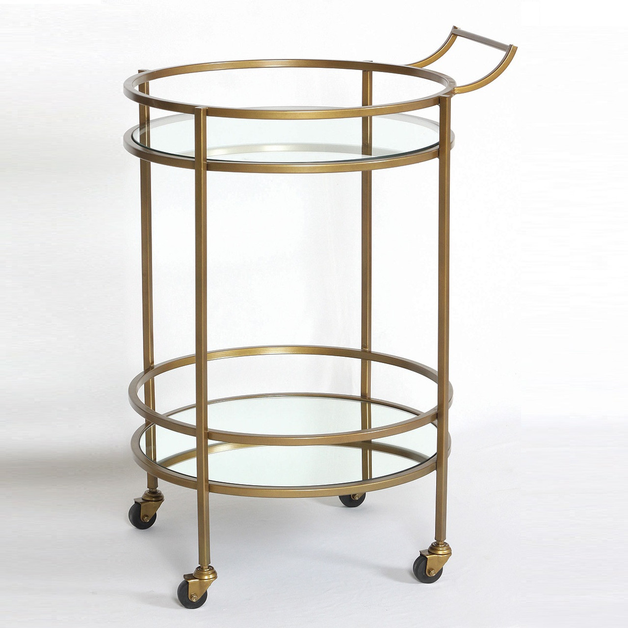Petite Antique Brass and Glass Bar Cart Side Table | Zin Home