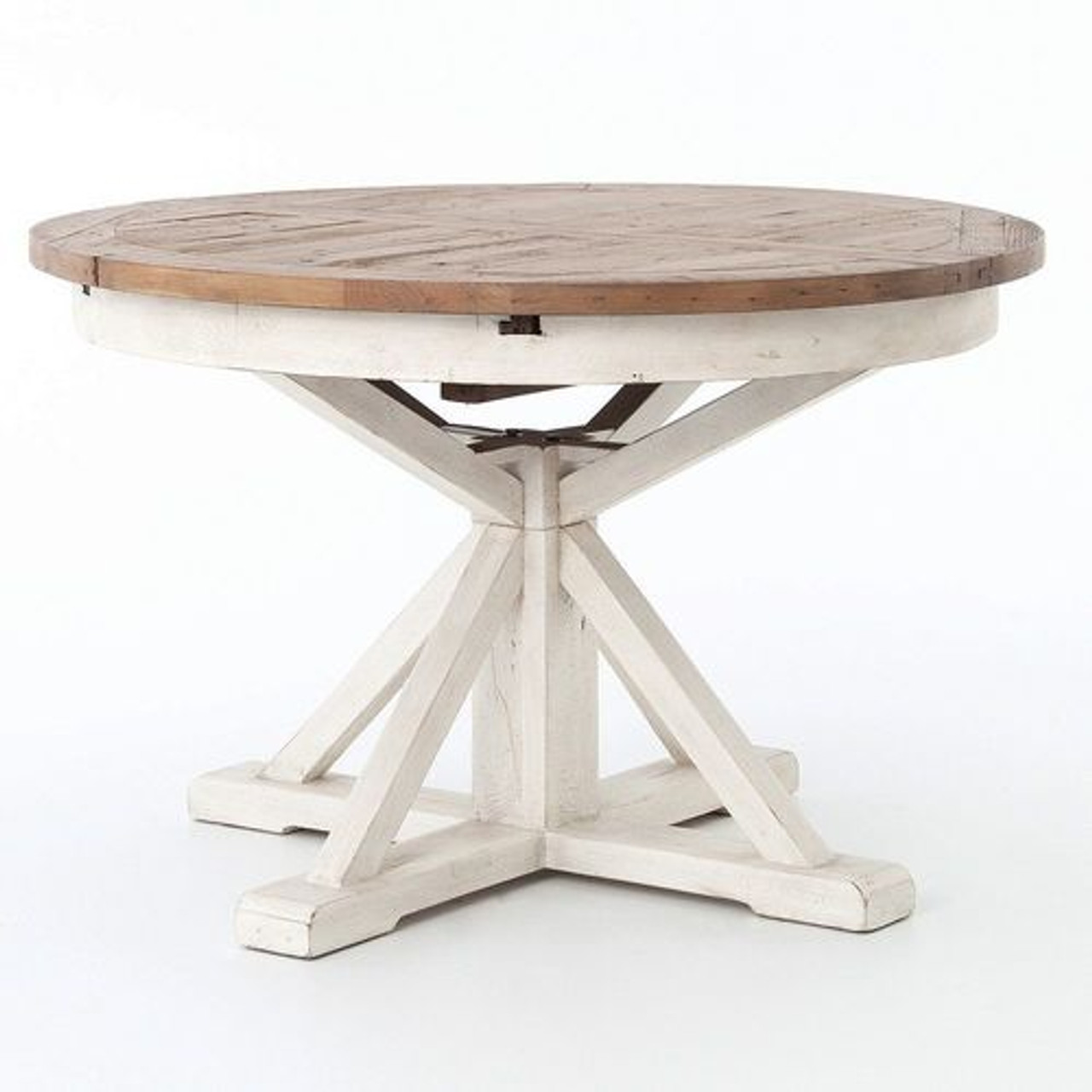 Cintra Reclaimed Wood White Expandable Round Dining Table 47" Zin Home