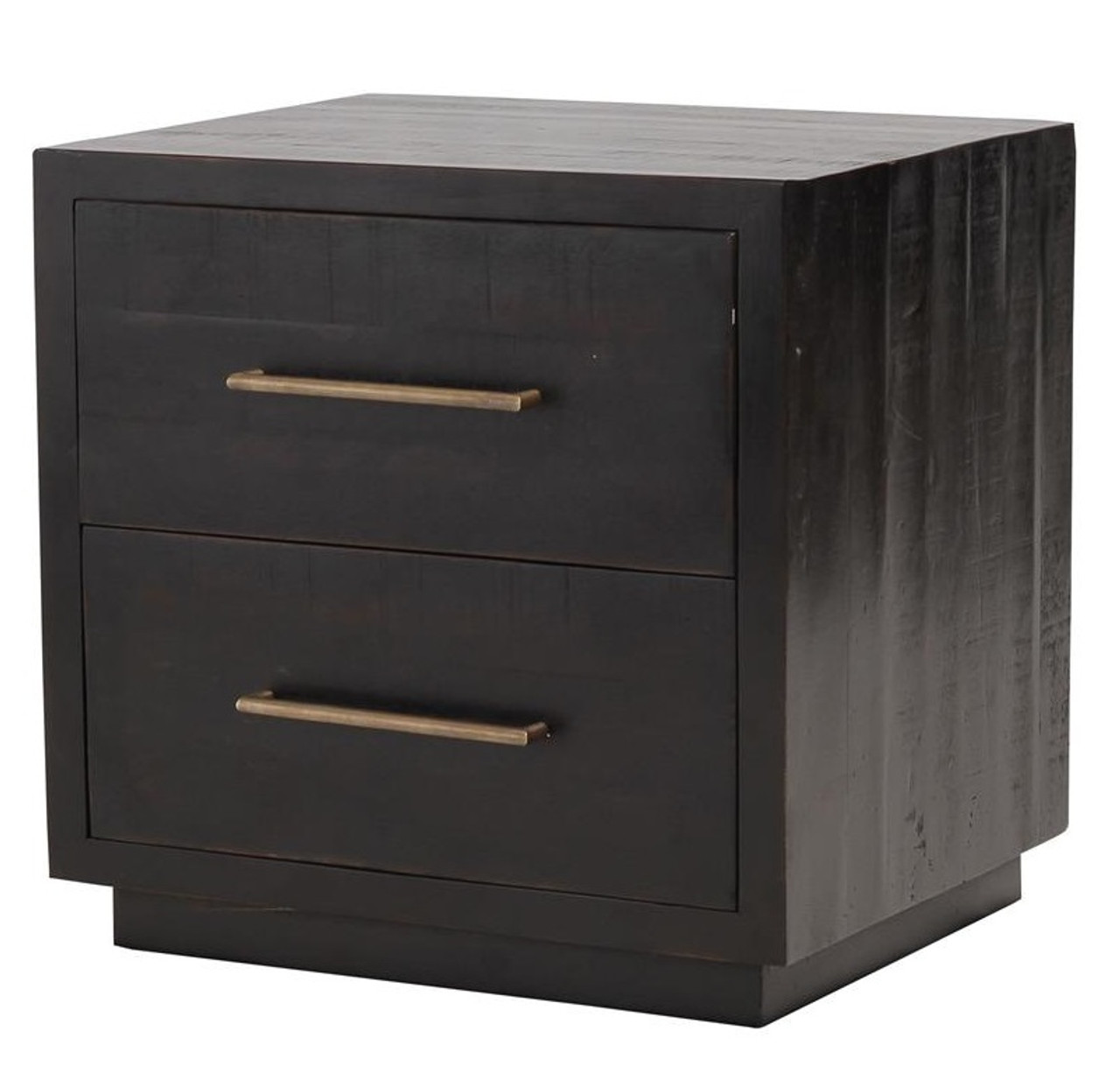 Modern Burnished Black Wood 2 Drawer Nightstand Zin Home