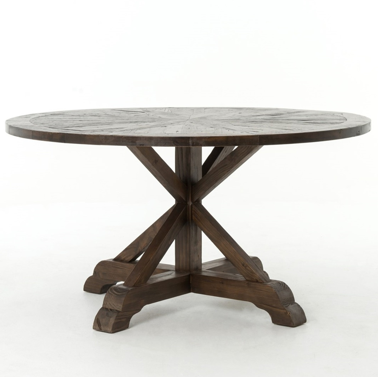 Umber Reclaimed Wood 59" Round Pedestal Dining Table | Zin ...