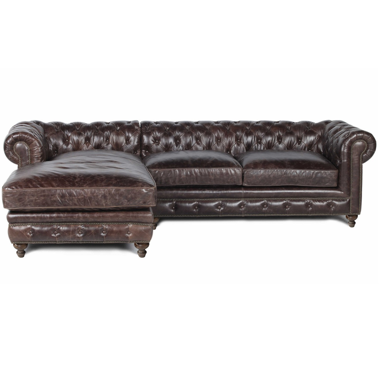 Zahara Tufted Silver Leather Chesterfield Sofa Zin Home