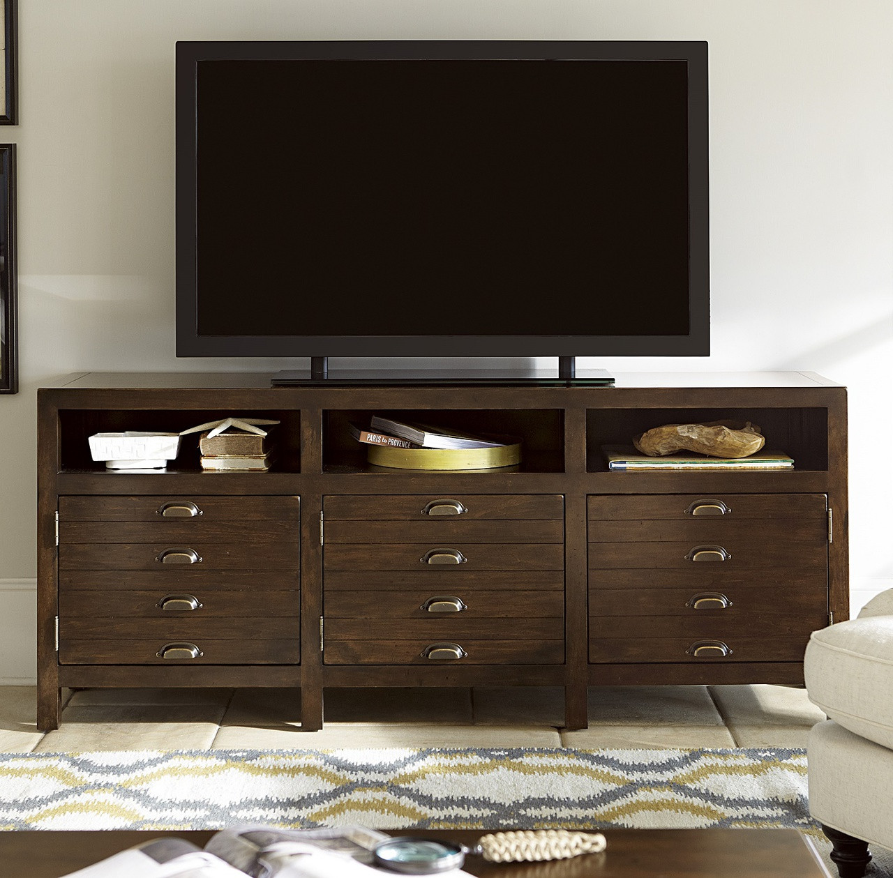 Sonoma Vintage Brown Media Console with Doors Zin Home