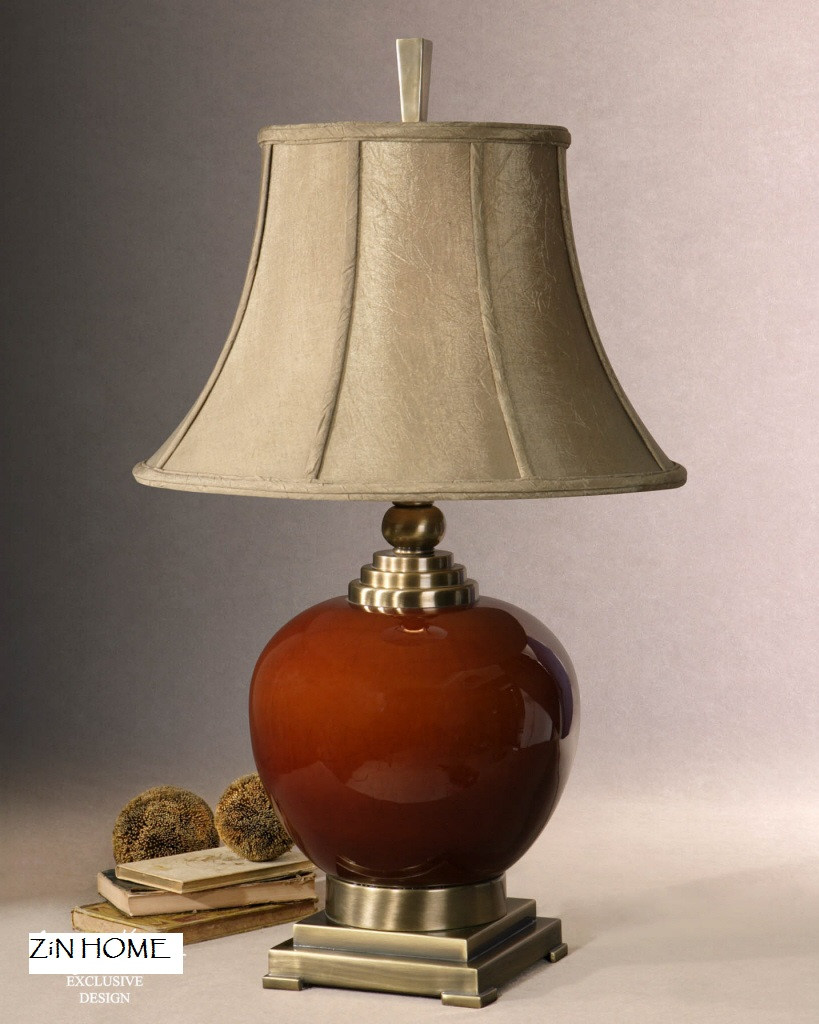 Daviel Red Ceramic Table Lamp Zin Home