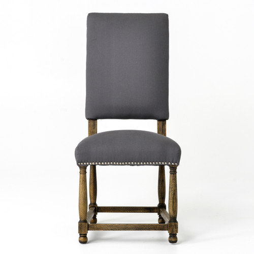 Spanish Grey Cotton Upholstered HighBack Dining Chair