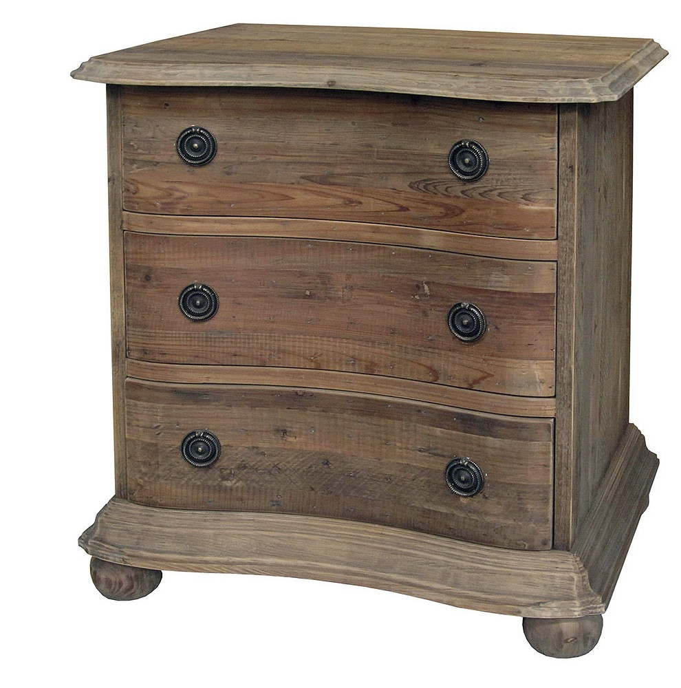 Bowfront 3 Drawer Nightstand Reclaimed Wood Small ...