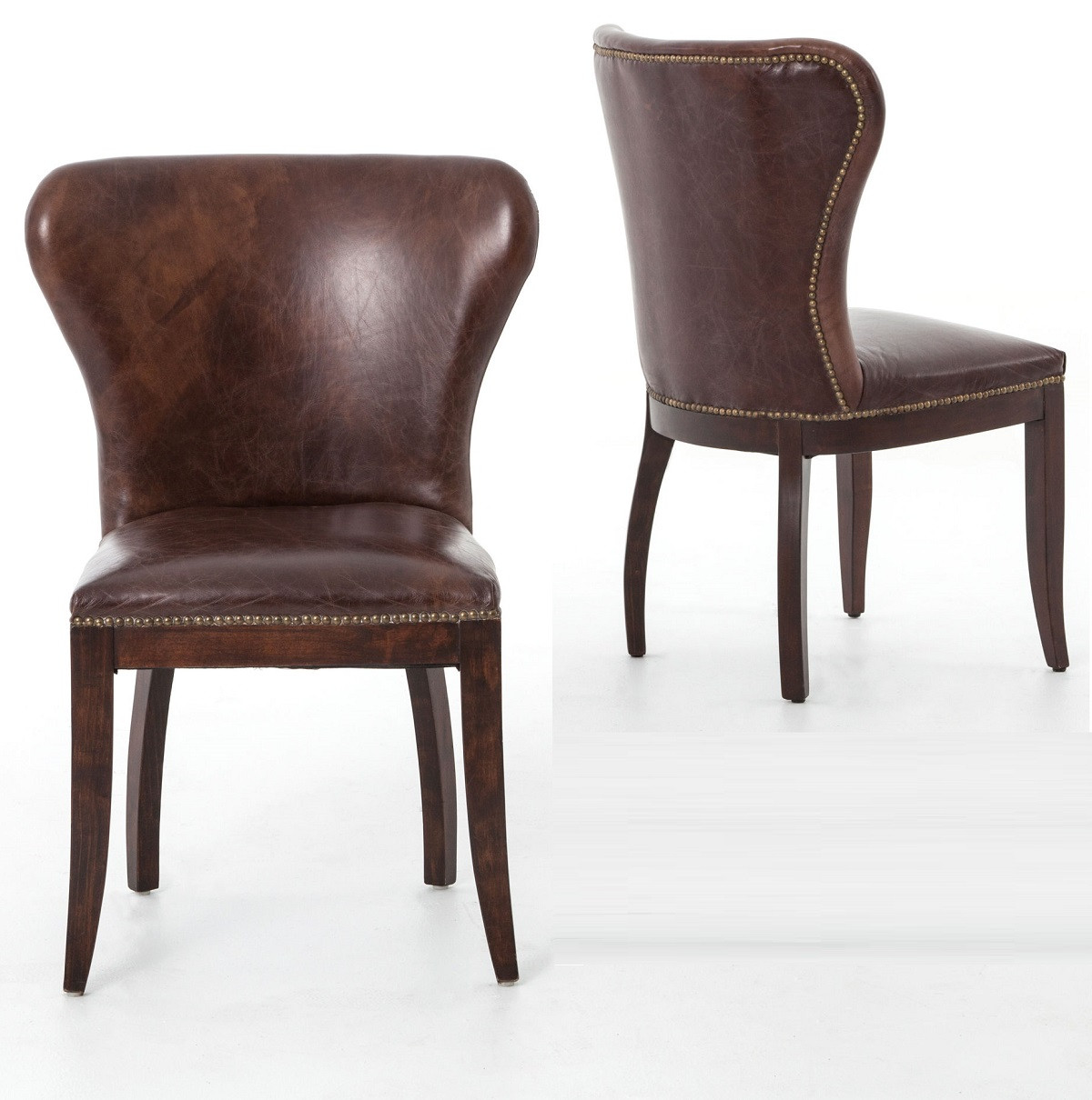 Richmond Vintage Tan Leather Wingback Dining Chair | Zin Home on {keyword}