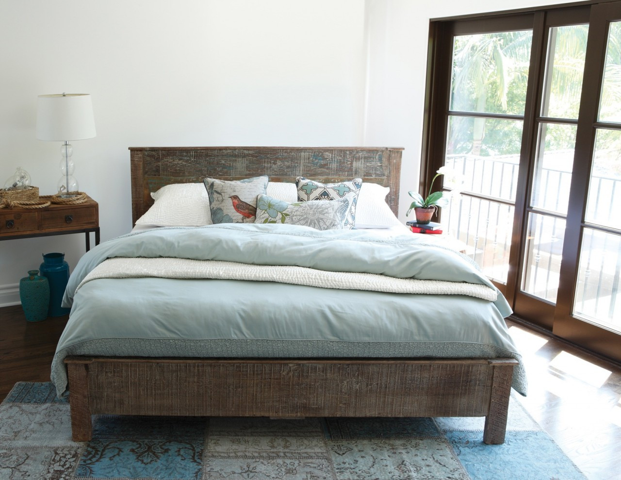 Hampton Rustic Teak Wood Queen Bed Frame Zin Home 