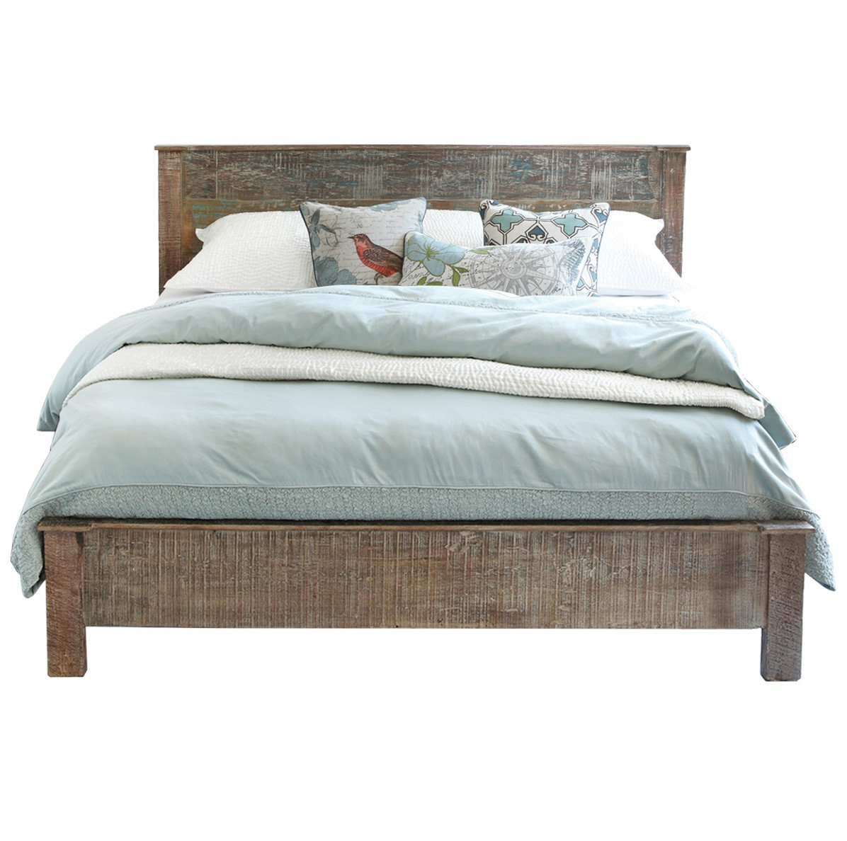 Hampton Rustic Teak Wood King Bed Frame | Zin Home