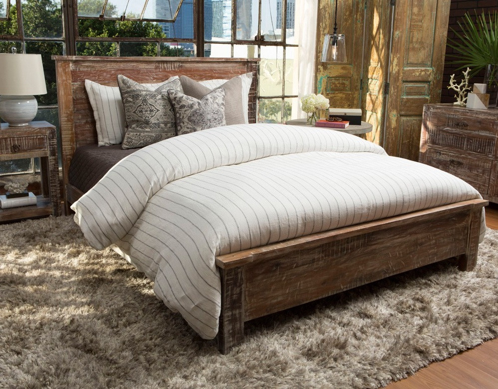 Hampton Rustic Teak Wood King Bed Frame | Zin Home