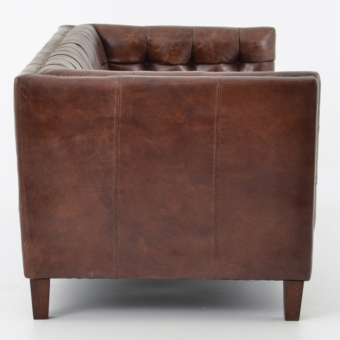 Abbott Vintage Cigar Tufted Leather Sofa | Zin Home
