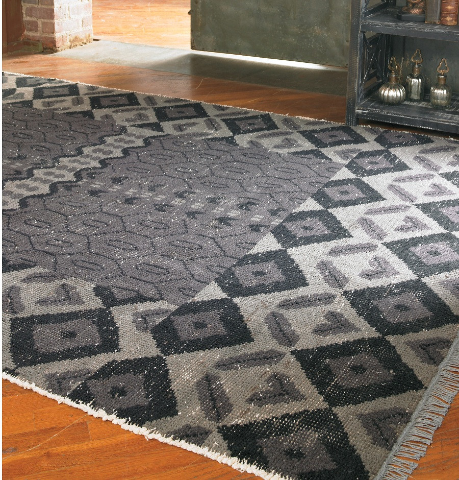 Tile Hand Knotted Gray Wool Area Rugs Zin Home