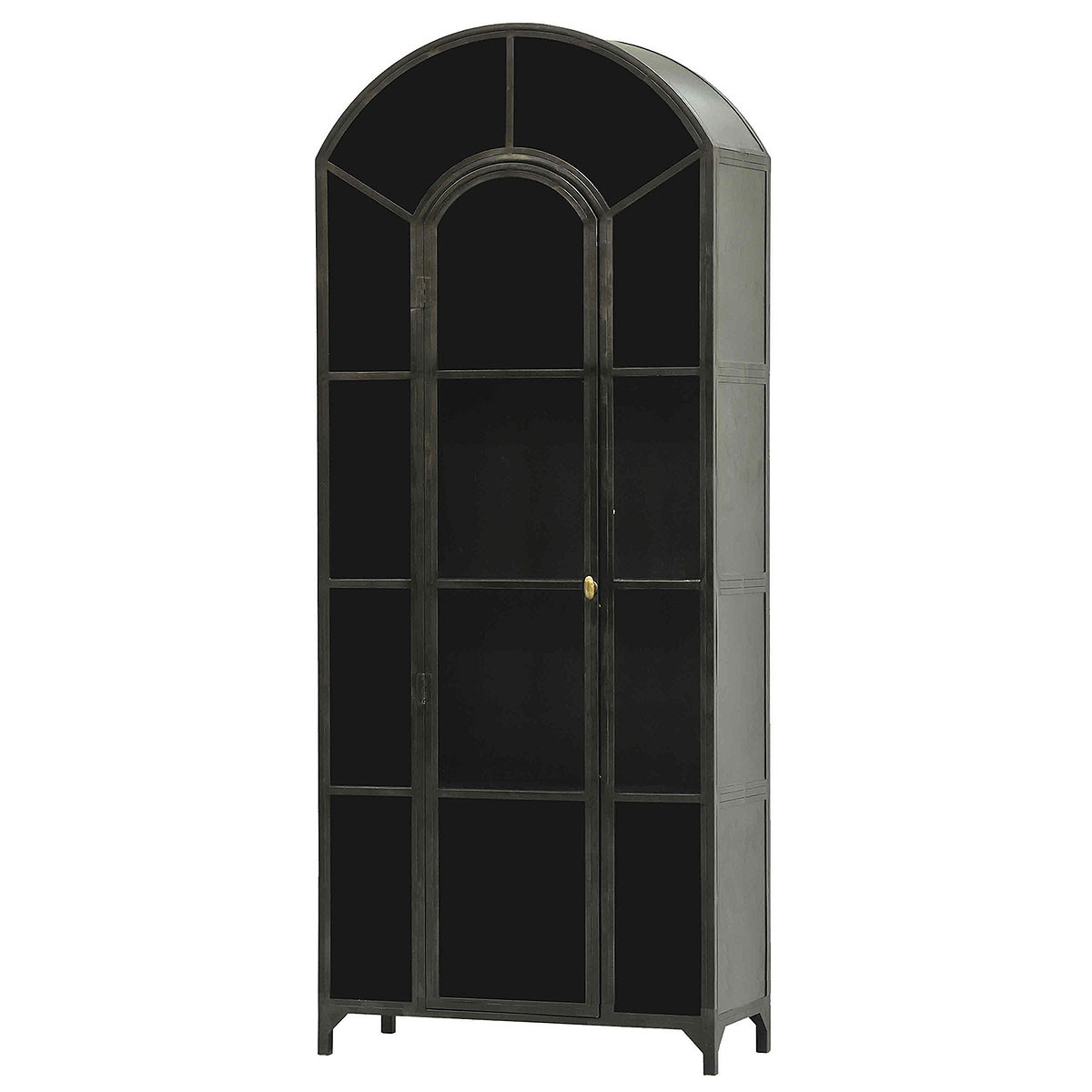 Shadow Box Industrial Black Metal Curio with 2 Doors Zin Home