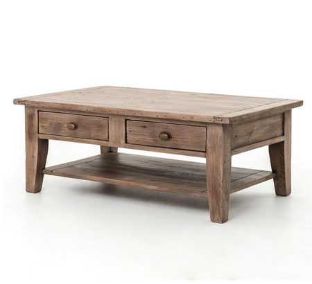 coffee table wood drawers solid coastal tables rustic living