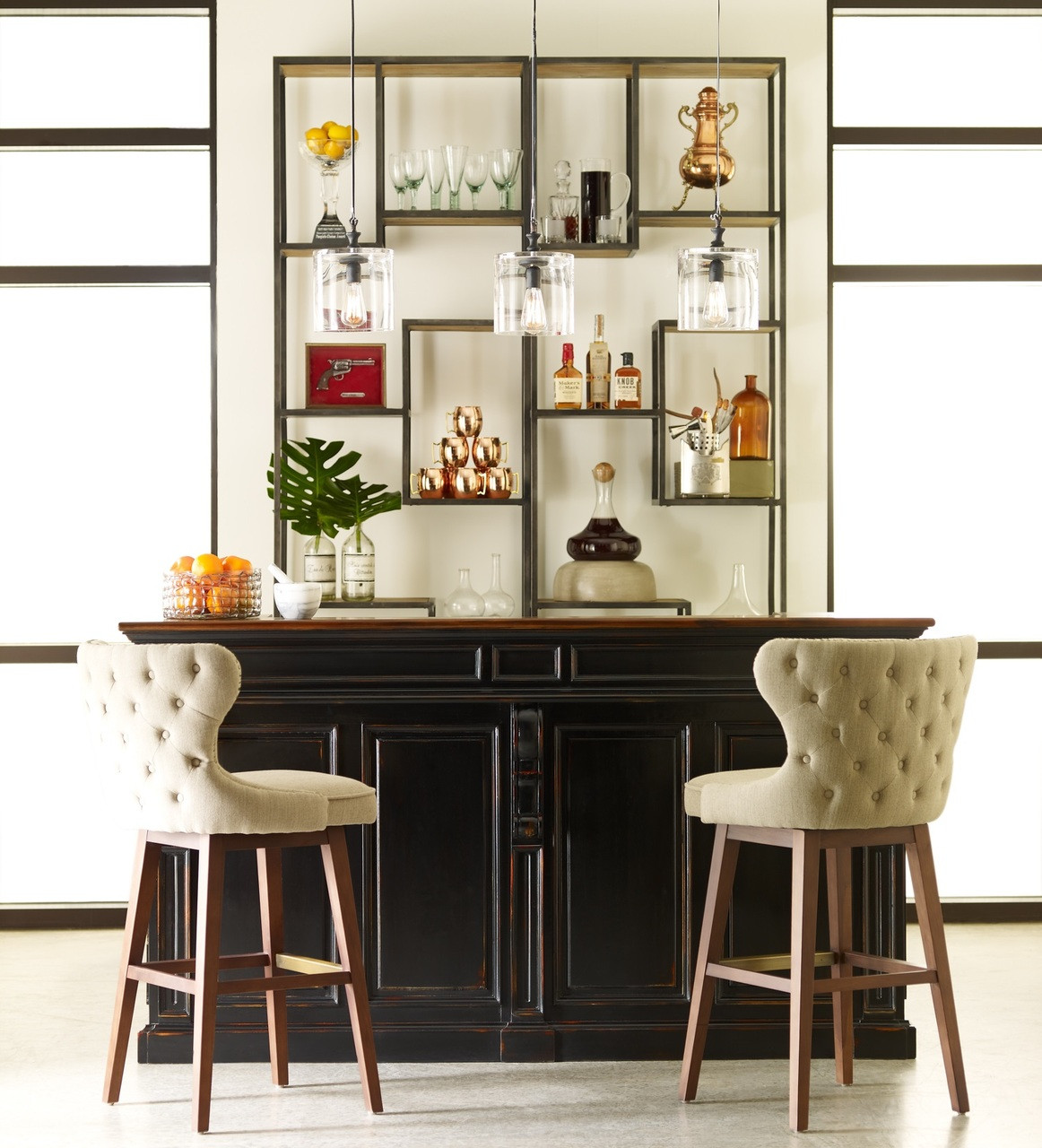 Geometric Reclaimed Pine Wood + Iron Bookcase 102" Zin Home