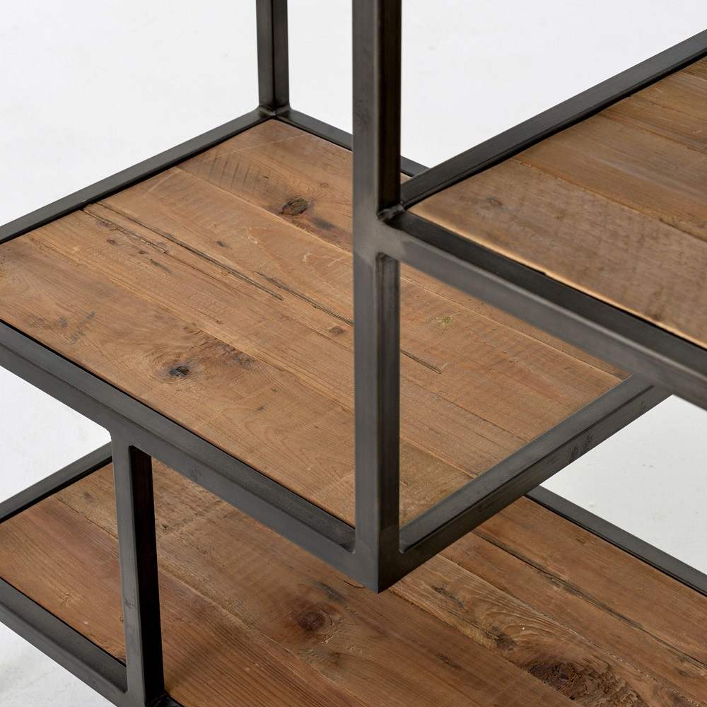 Geometric Reclaimed Pine Wood + Iron Bookcase 84" Zin Home