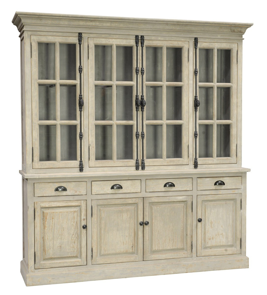 Chateau Reclaimed Wood Hutch Cabinet- Antique White | Zin Home