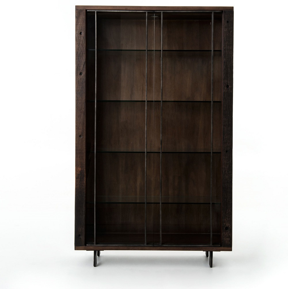 Geoff Reclaimed Wood Bookcase with Glass Doors Zin Home