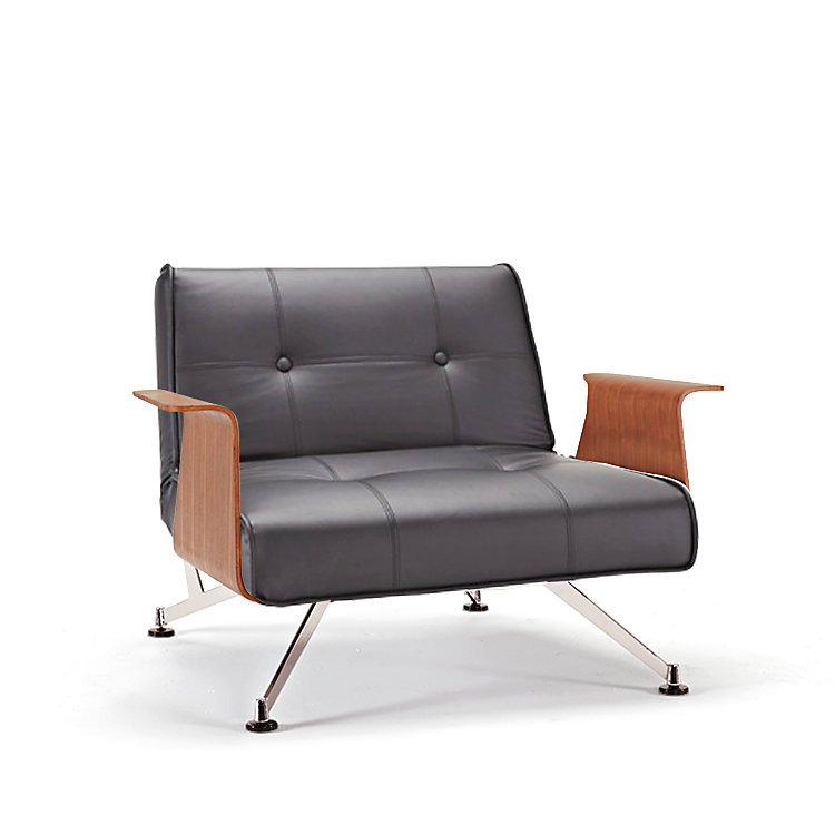 Mid Century Modern Clubber Recliner Chair with Wood Arms Zin Home