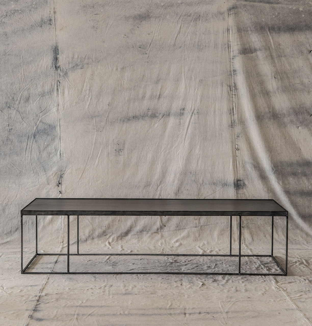 Theory Long Steel Rectangular Coffee Table 70" | Zin Home