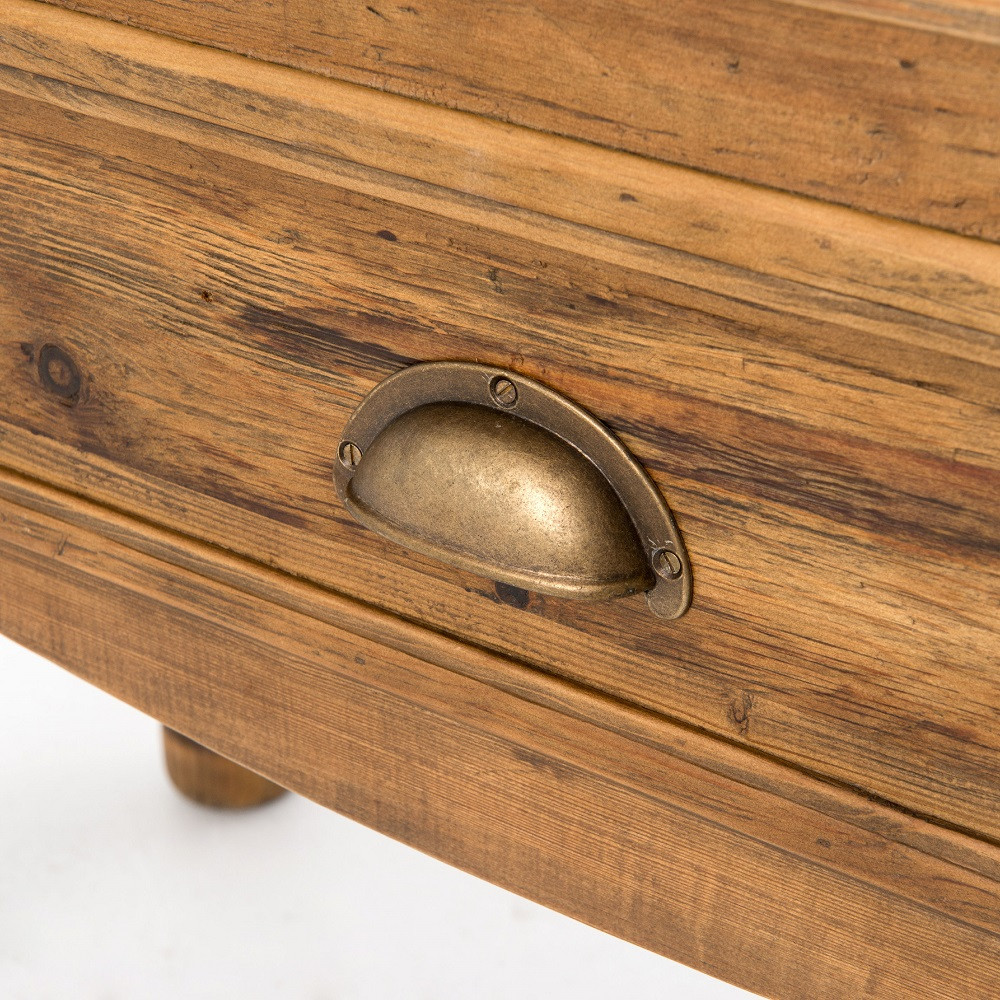 Elvia Rustic Reclaimed Wood Kitchen Island with Bluestone