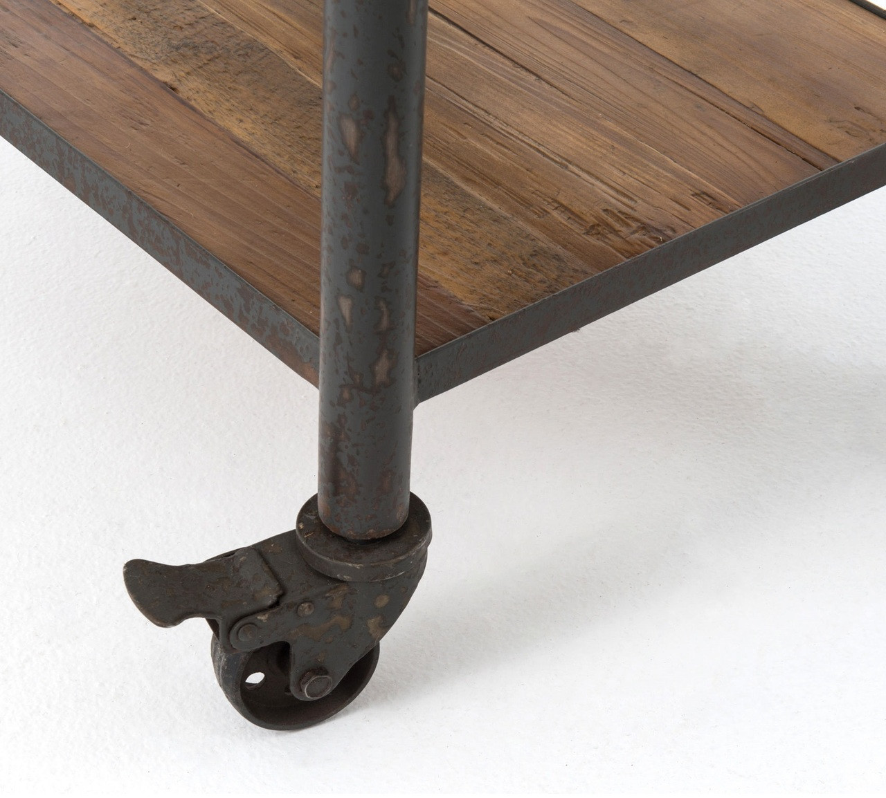 Industrial Reclaimed Wood Rolling Kitchen Island Cart ...