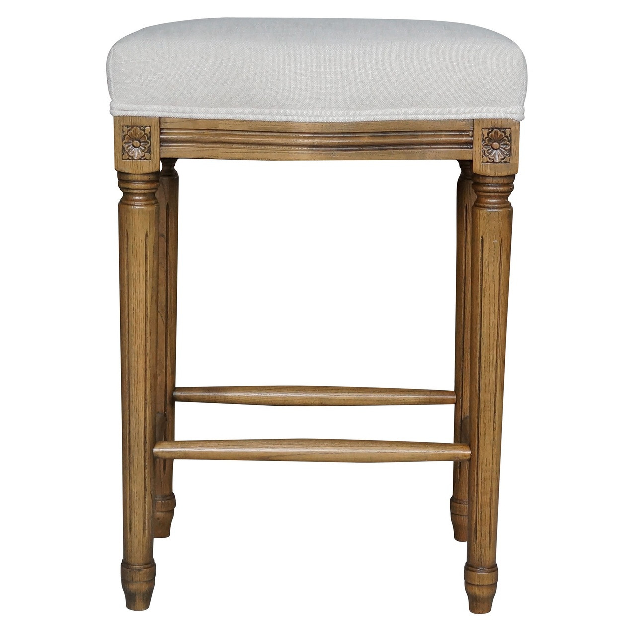 Ashford French White Linen Upholstered Oak Bar Stool | Zin ...