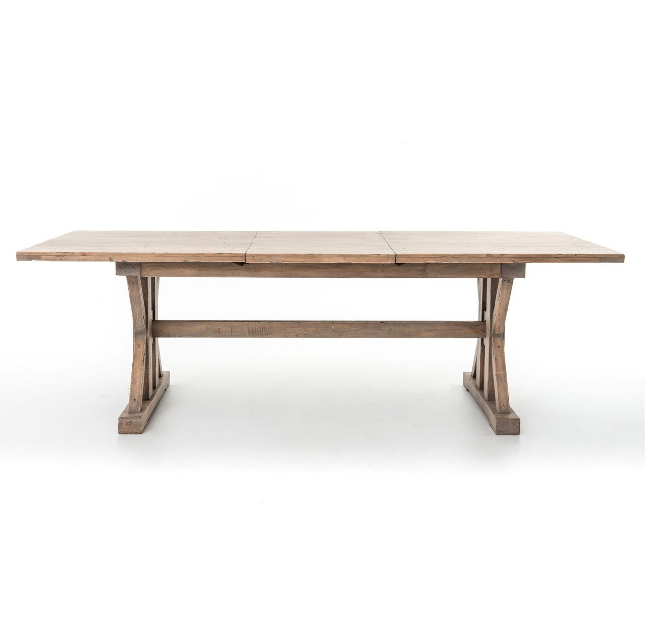 Coastal Natural Wood Trestle Extension Dining Table 96" Zin Home