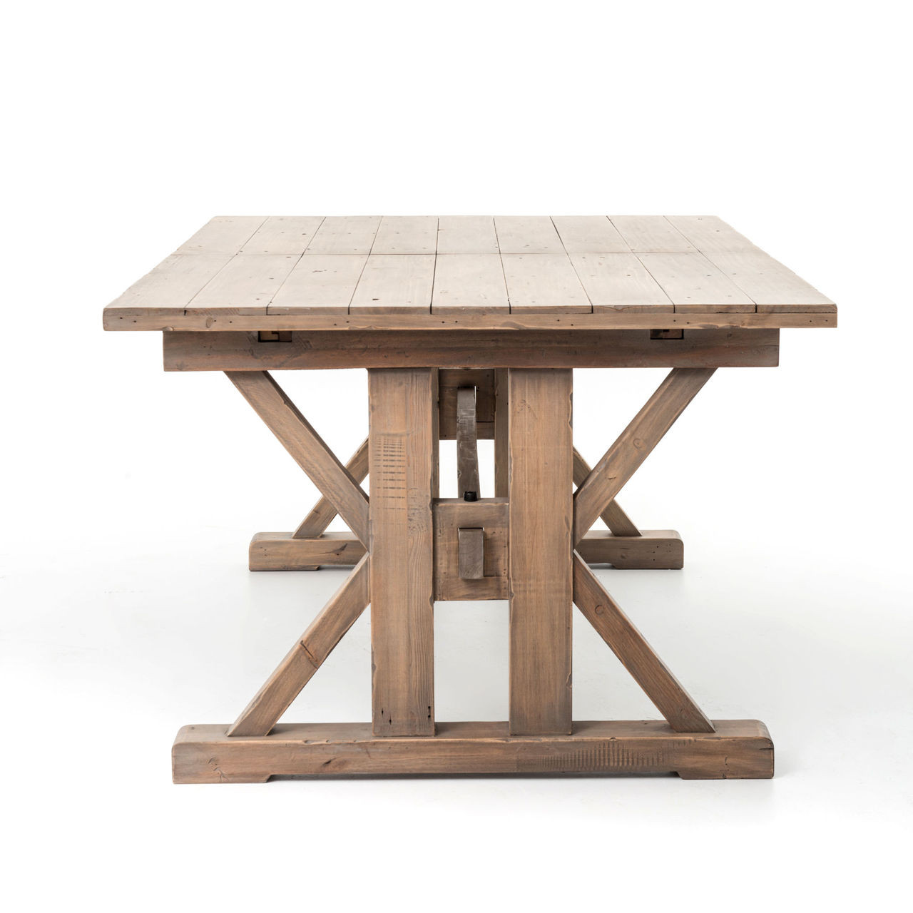 Coastal Natural Wood Trestle Extension Dining Table 96" Zin Home
