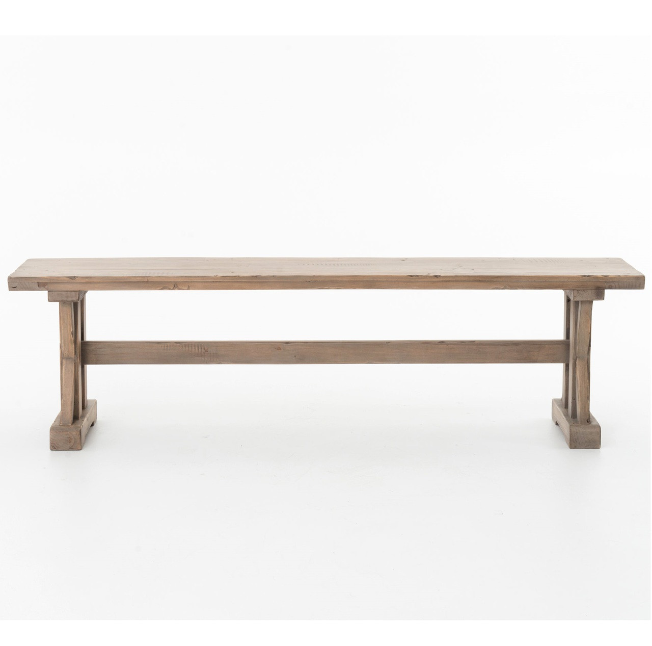 Coastal Rustic Solid Wood Trestle Dining Room Bench | Zin Home