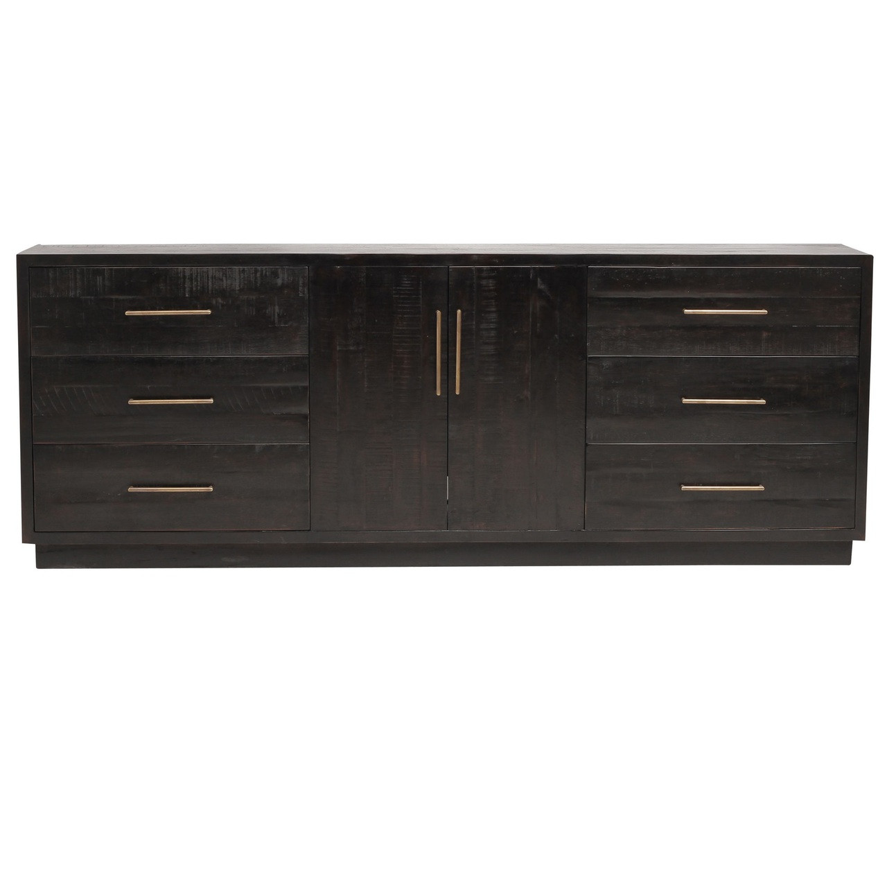 Burnished Black Rustic Wood Large Media with Doors Zin Home
