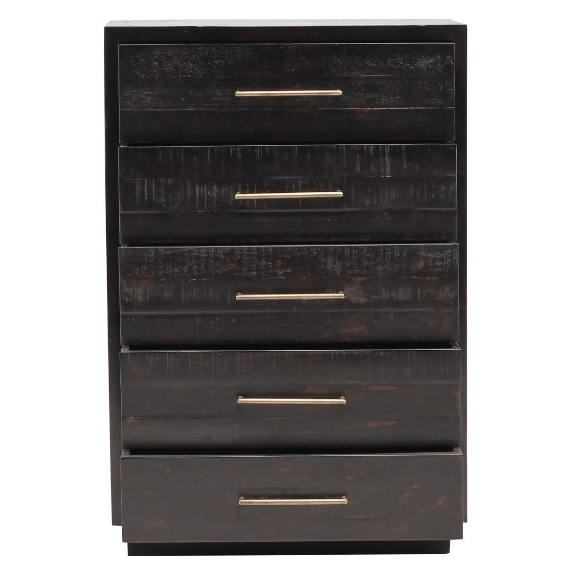 Modern Burnished Black Wood 5 Drawer Tall Chest Zin Home