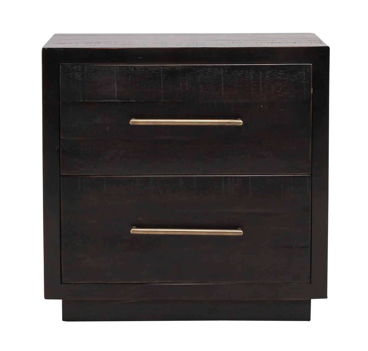 Modern Burnished Black Wood 2 Drawer Nightstand Zin Home