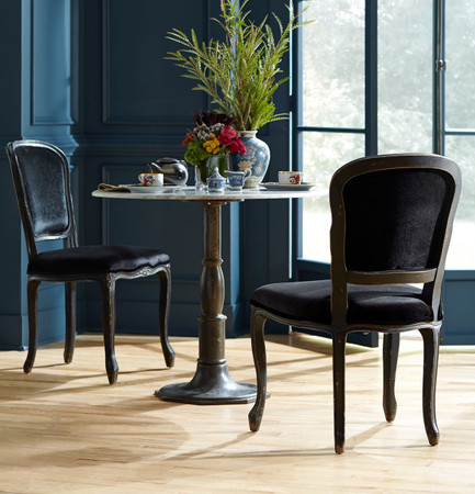 French Industrial White Marble Top Round Bistro Table ...
