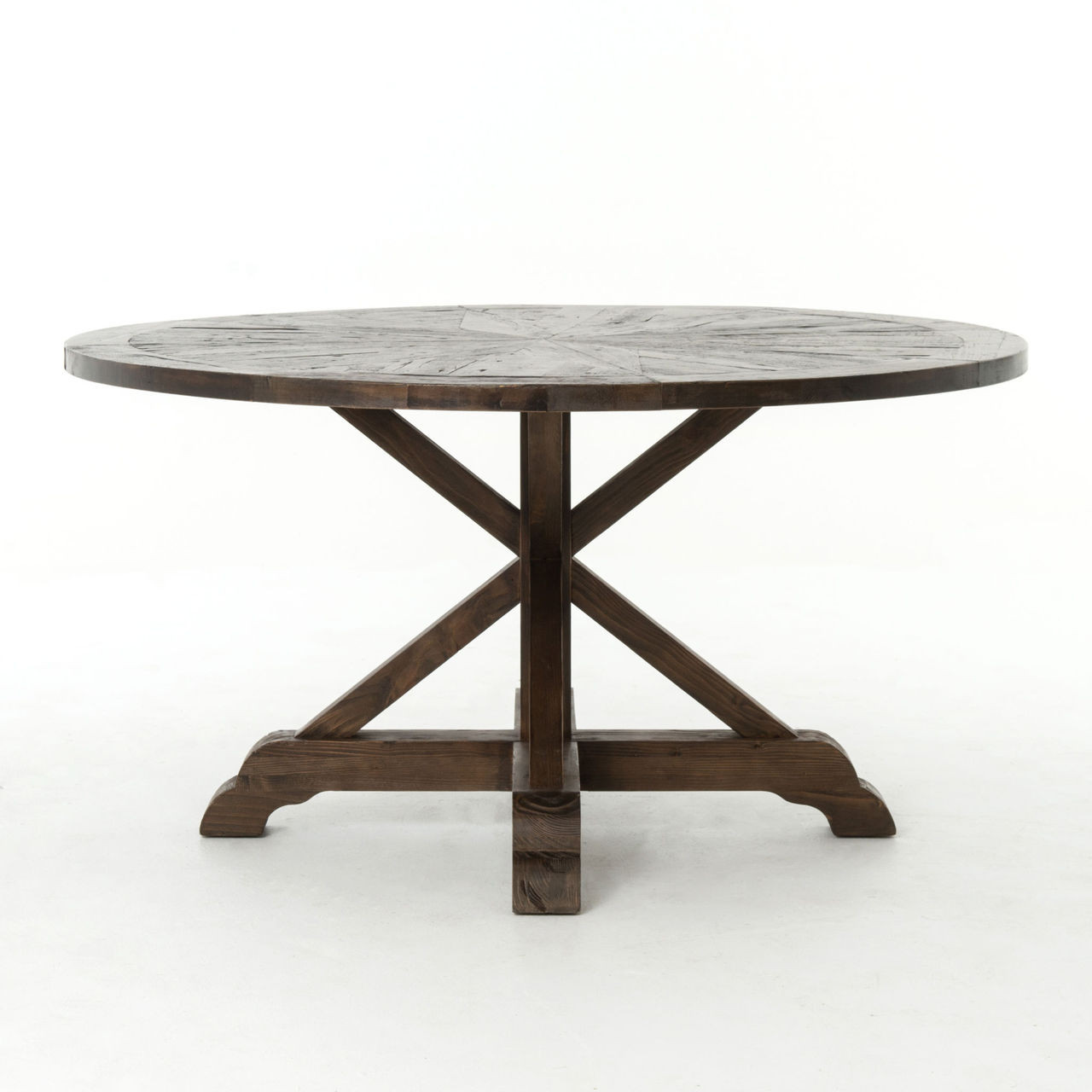 Umber Reclaimed Wood 59" Round Pedestal Dining Table | Zin ...