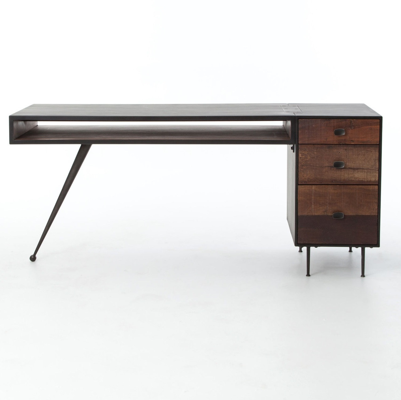 Eric Industrial Modern Executive Desk with File