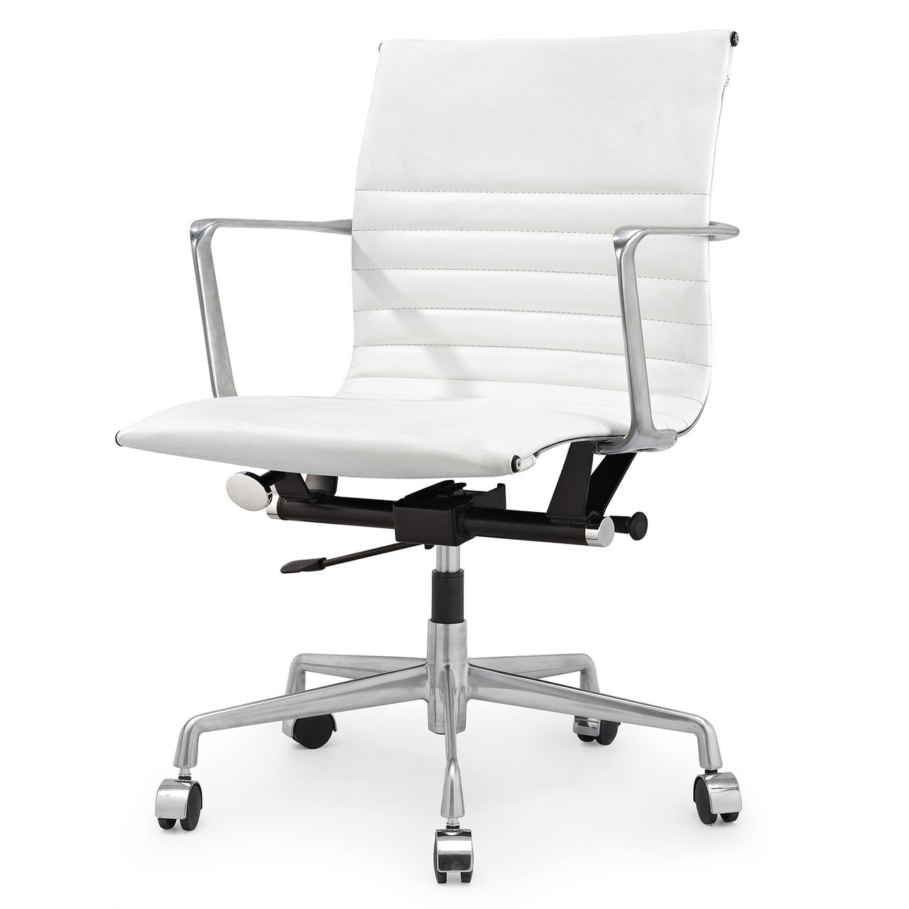 White Italian Leather M346 Modern Office Chairs | Zin Home