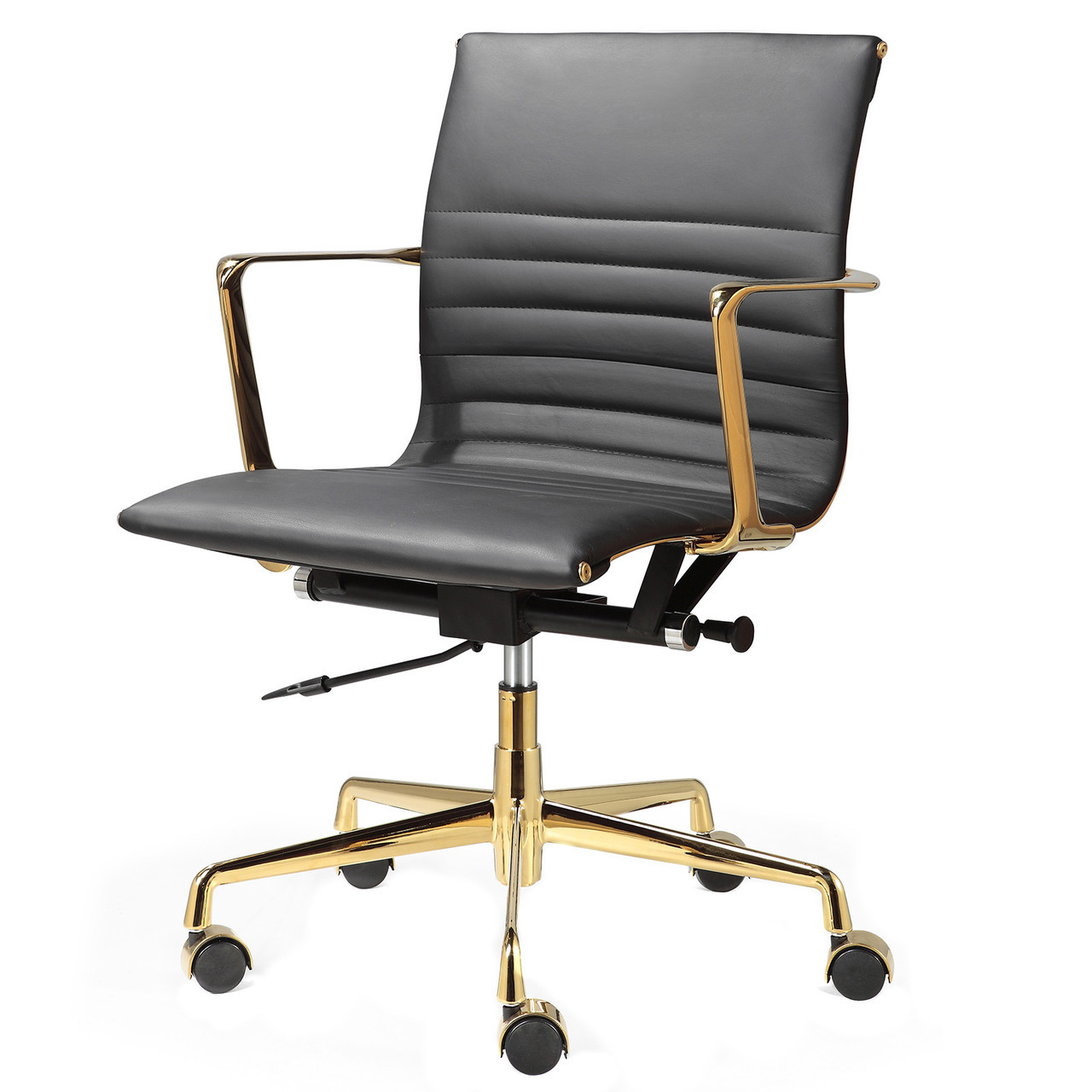 black italian leather + gold m346 modern office chairs | zin home black italian leather + gold m346 modern office chairs | zin home