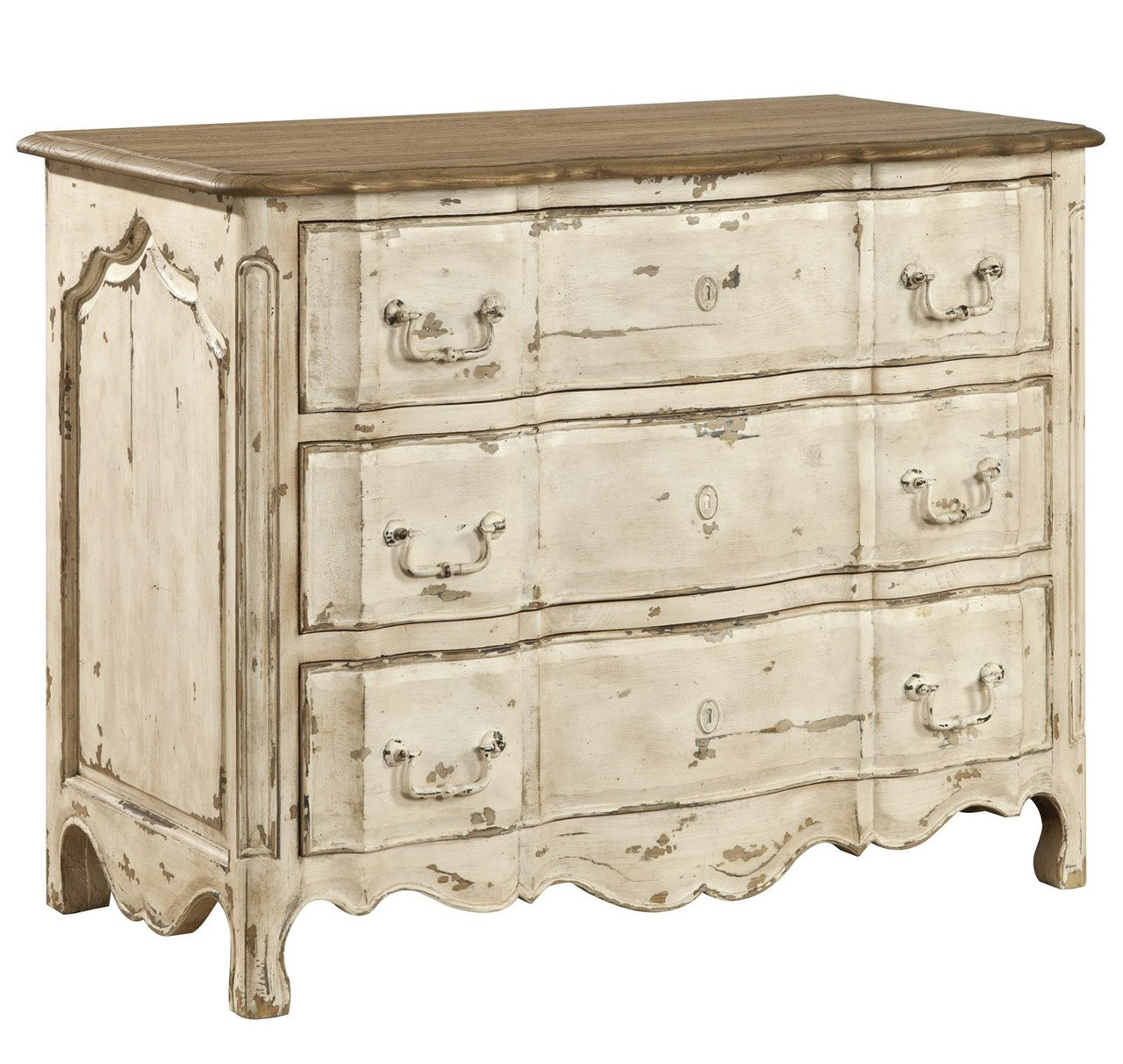 Delacroix Vintage White French Country 3 Drawer Chest Zin Home